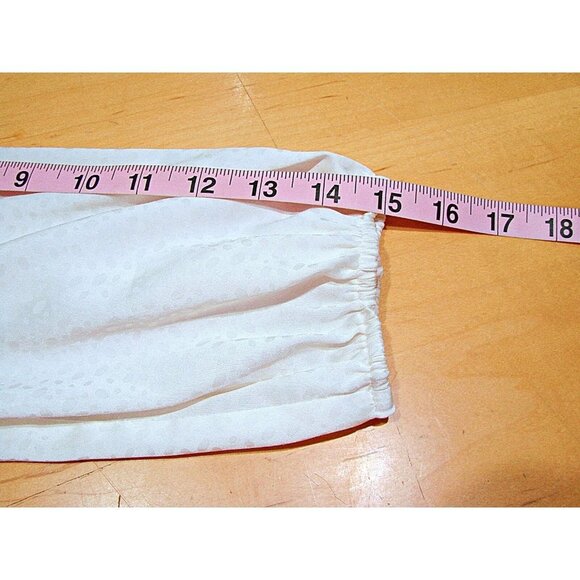 Express Lightweight Button Front Blouse Ivory Long Sleeve Puff Sleeve Top Sz XS - Picture 6 of 11